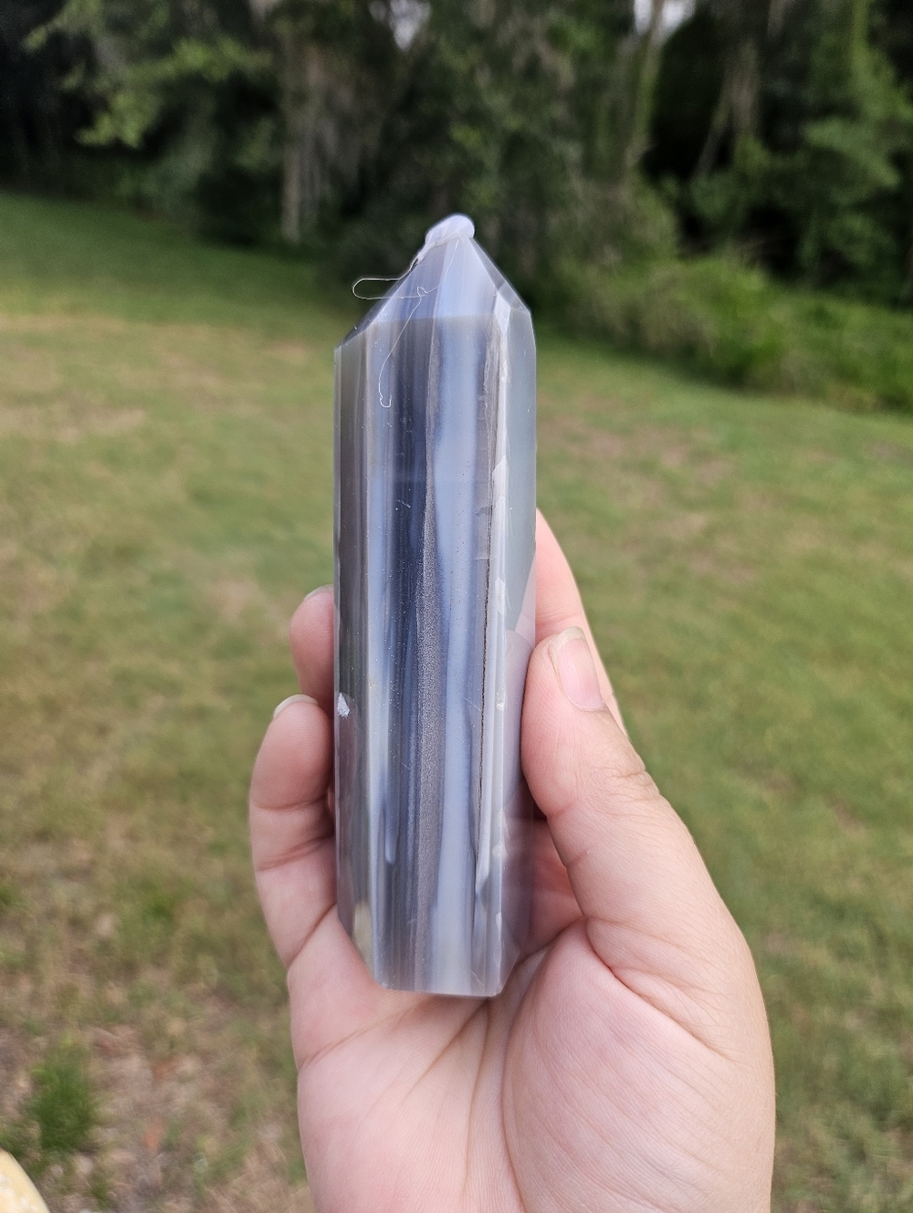 Blue Banding Agate Tower 4 In